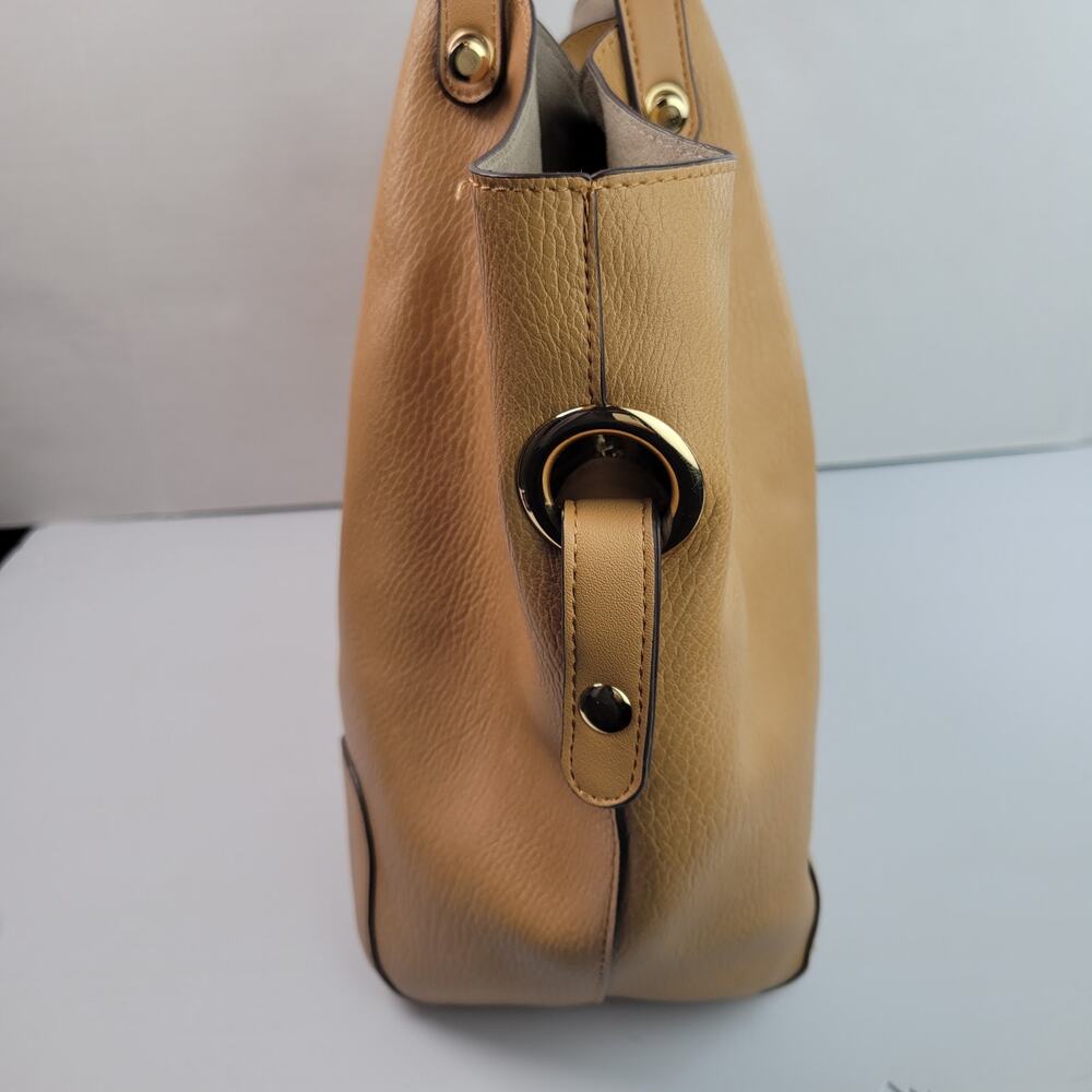 Sondra Roberts Squared Brown Faux Leather Double Handle Shoulder Bag w/ Pouch - Picture 8 of 14